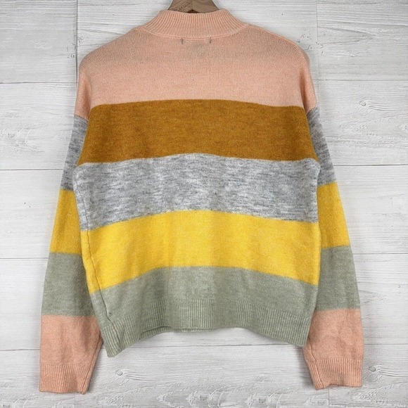 Forever 21 Womens Sweater Medium‎ Mock Neck Long Sleeve Color Block Multicolor - Picture 8 of 13